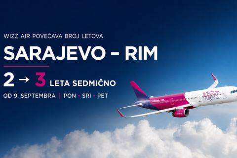 Wizz Air povećava broj letova između Sarajeva i Rima