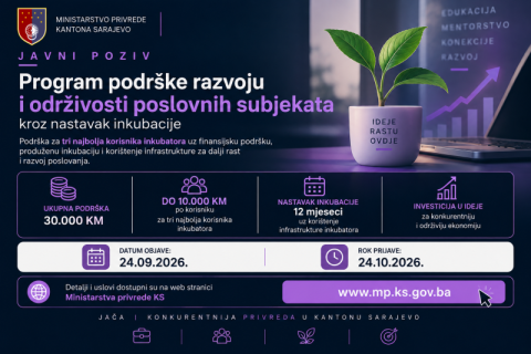 Objavljen javni poziv za nastavak inkubacije